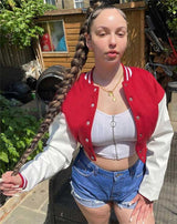 blouson baseball femme crop top