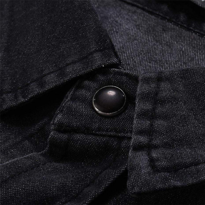 details bouton col chemise noire