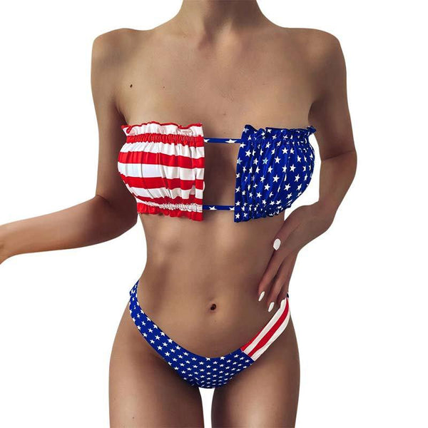 maillot imprime amerique sans bretelle